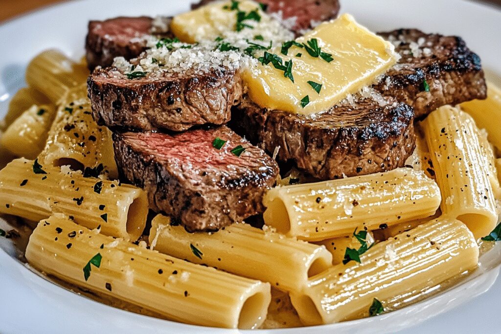 Garlic Butter Steak and Rigatoni