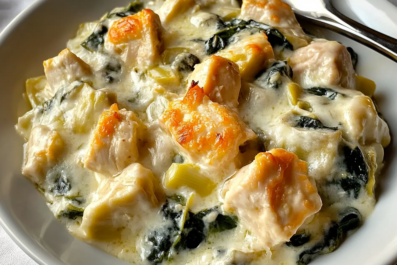 High Protein Spinach Artichoke Casserole
