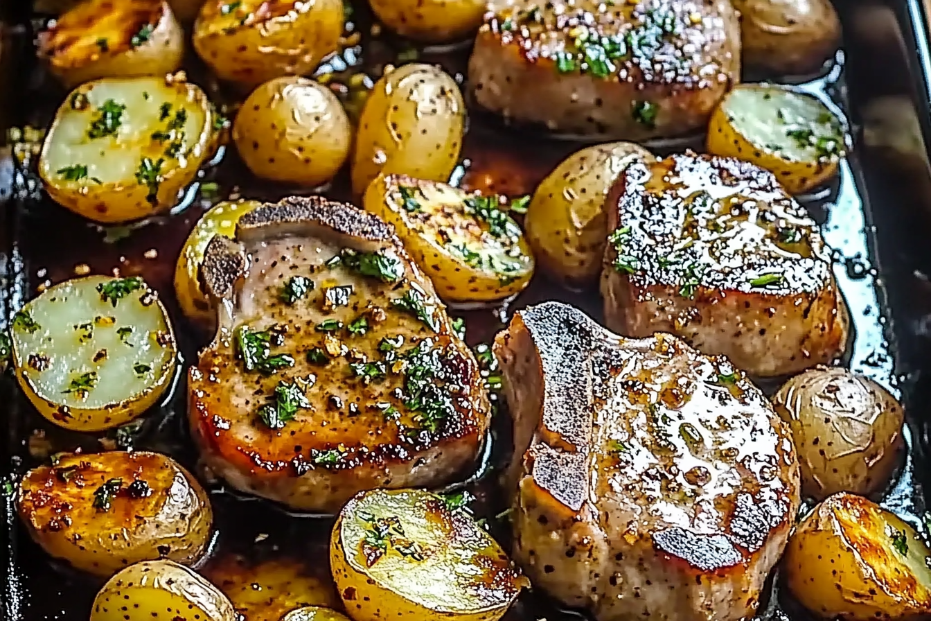 Sheet Pan Pork Chops and Potatoes