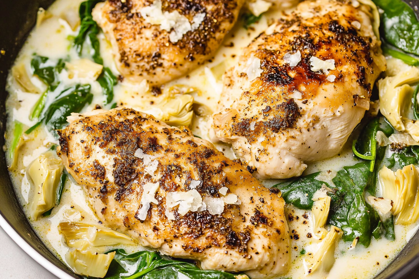 Spinach Artichoke Chicken Skillet