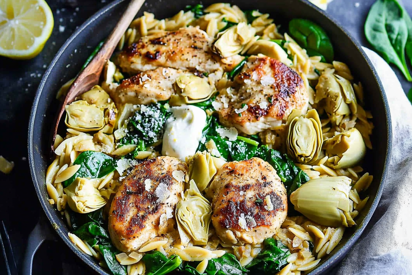 Spinach and Artichoke Chicken Orzo