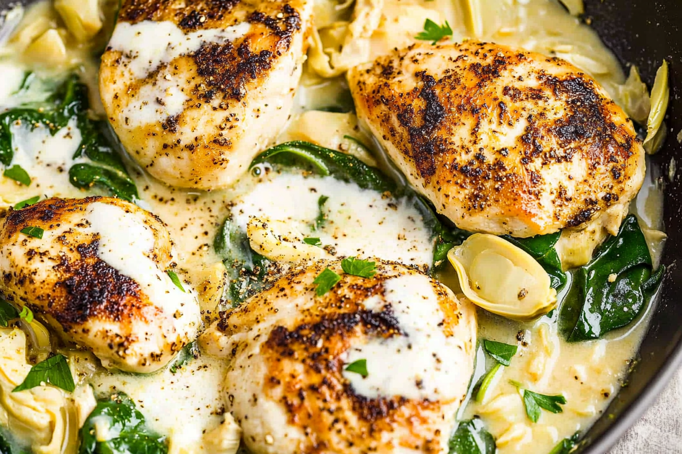 Spinach Artichoke Chicken Skillet