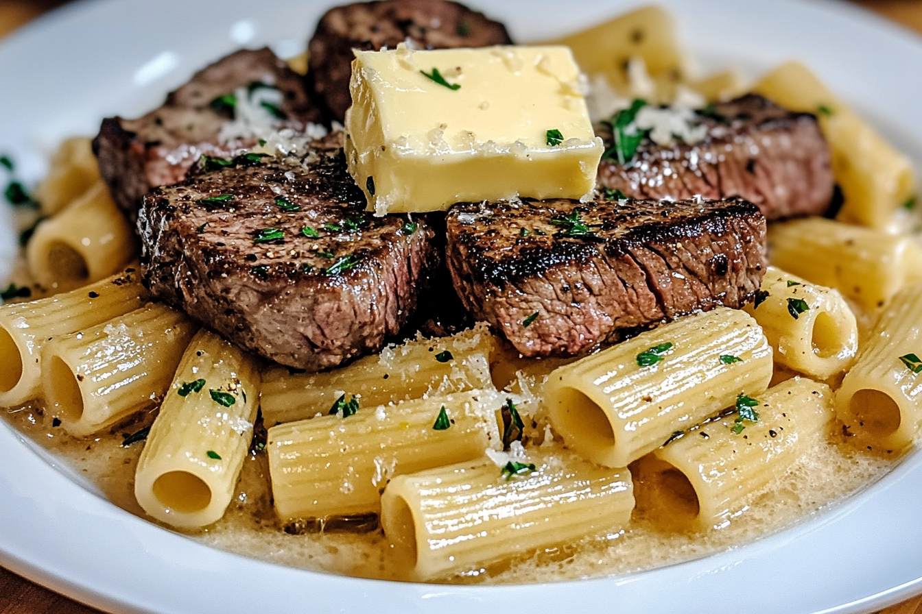Garlic Butter Steak and Rigatoni