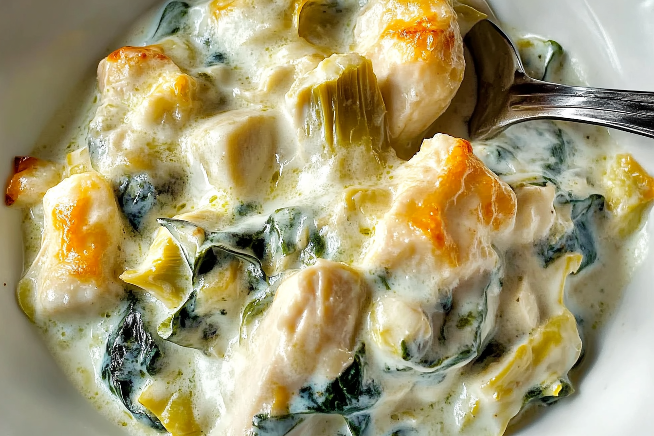 High Protein Spinach Artichoke Casserole