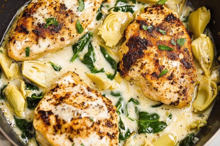 Spinach Artichoke Chicken Skillet
