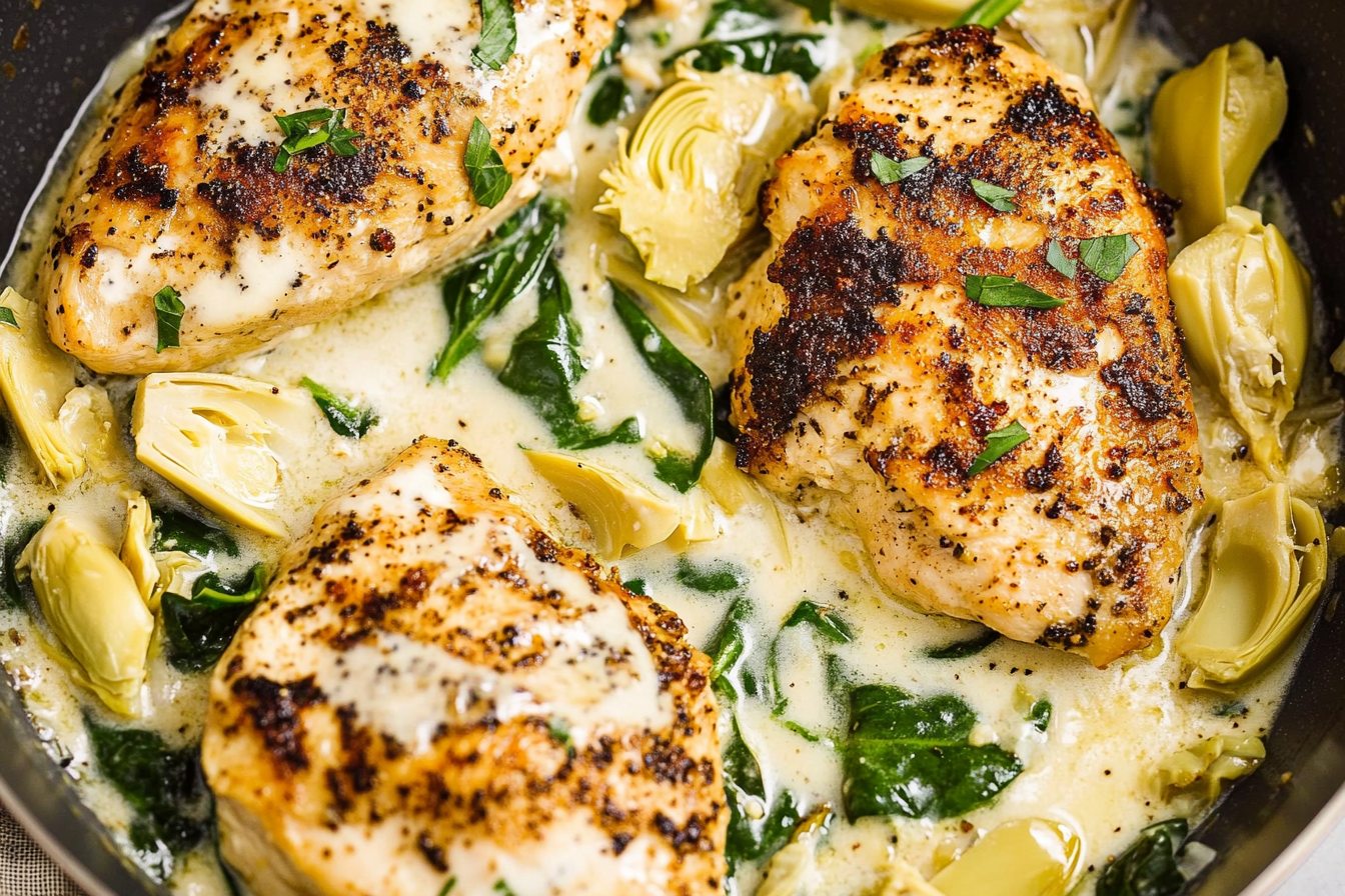 Spinach Artichoke Chicken Skillet