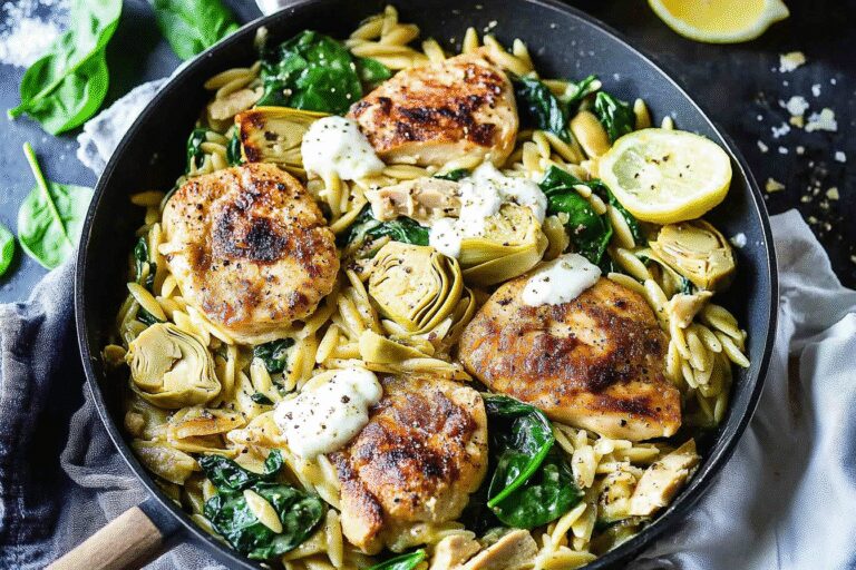 Spinach and Artichoke Chicken Orzo