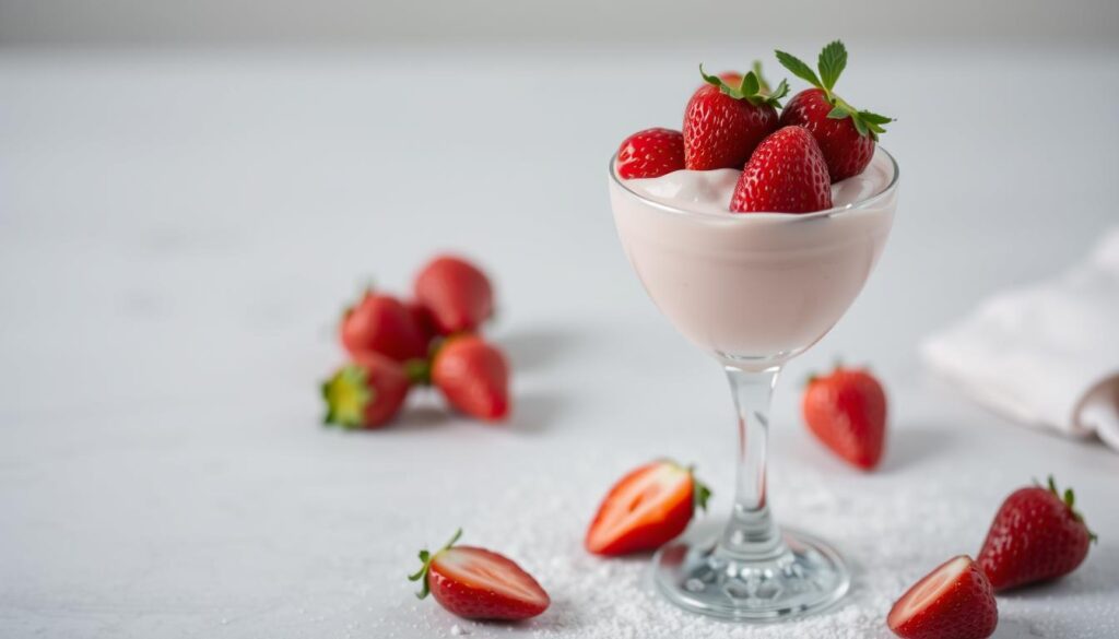 elegant strawberry mousse presentation