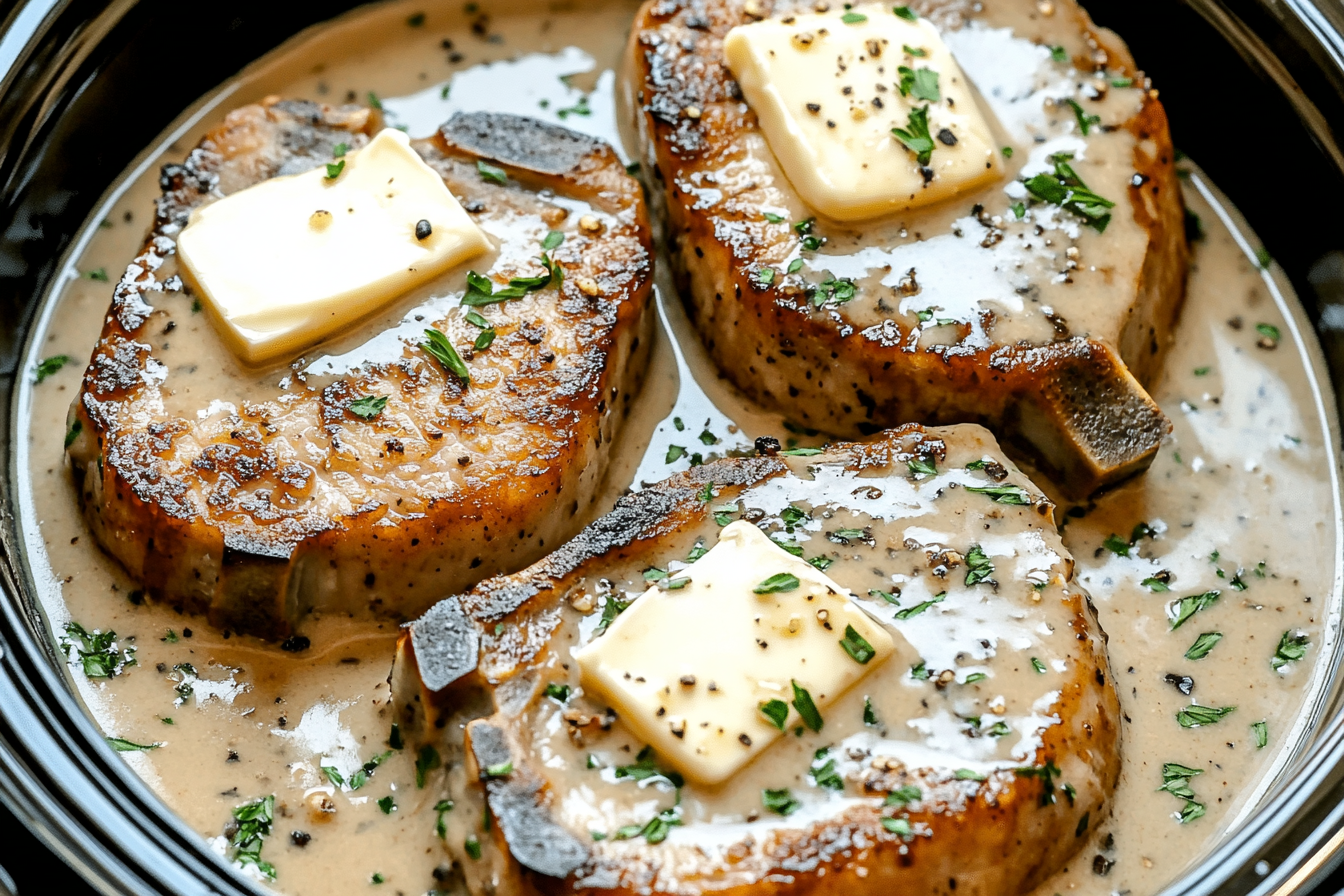 Garlic Parmesan Slow Cooker Pork Chops