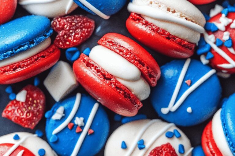 Red White Blue Macarons