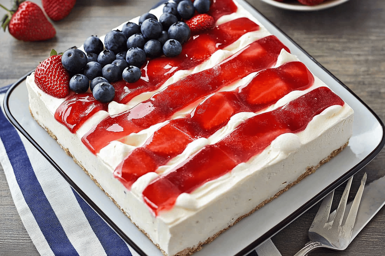 Strawberry Jello Flag Cake