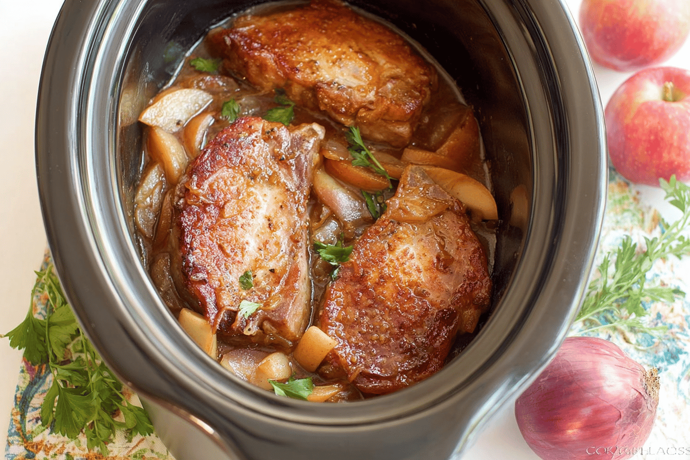 Crockpot Pork Chops with Apples