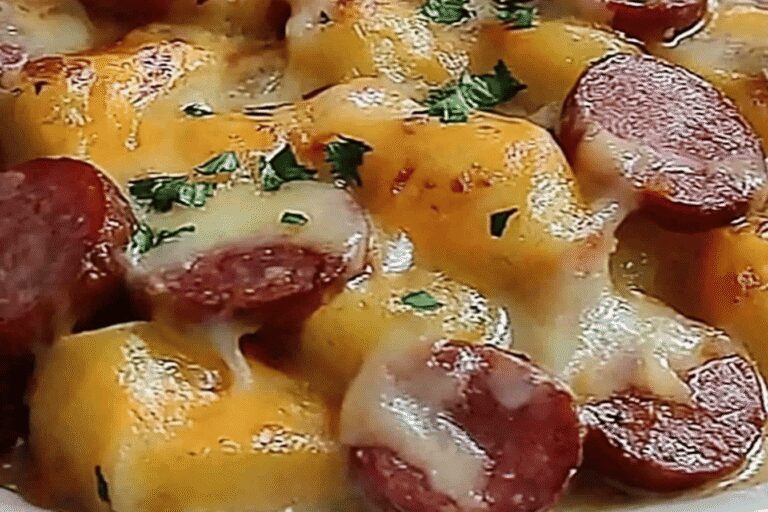 Crockpot Cheesy Potatoes and Kielbasa