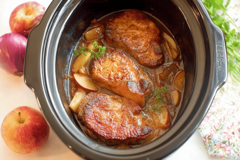 Crockpot Pork Chops with Apples