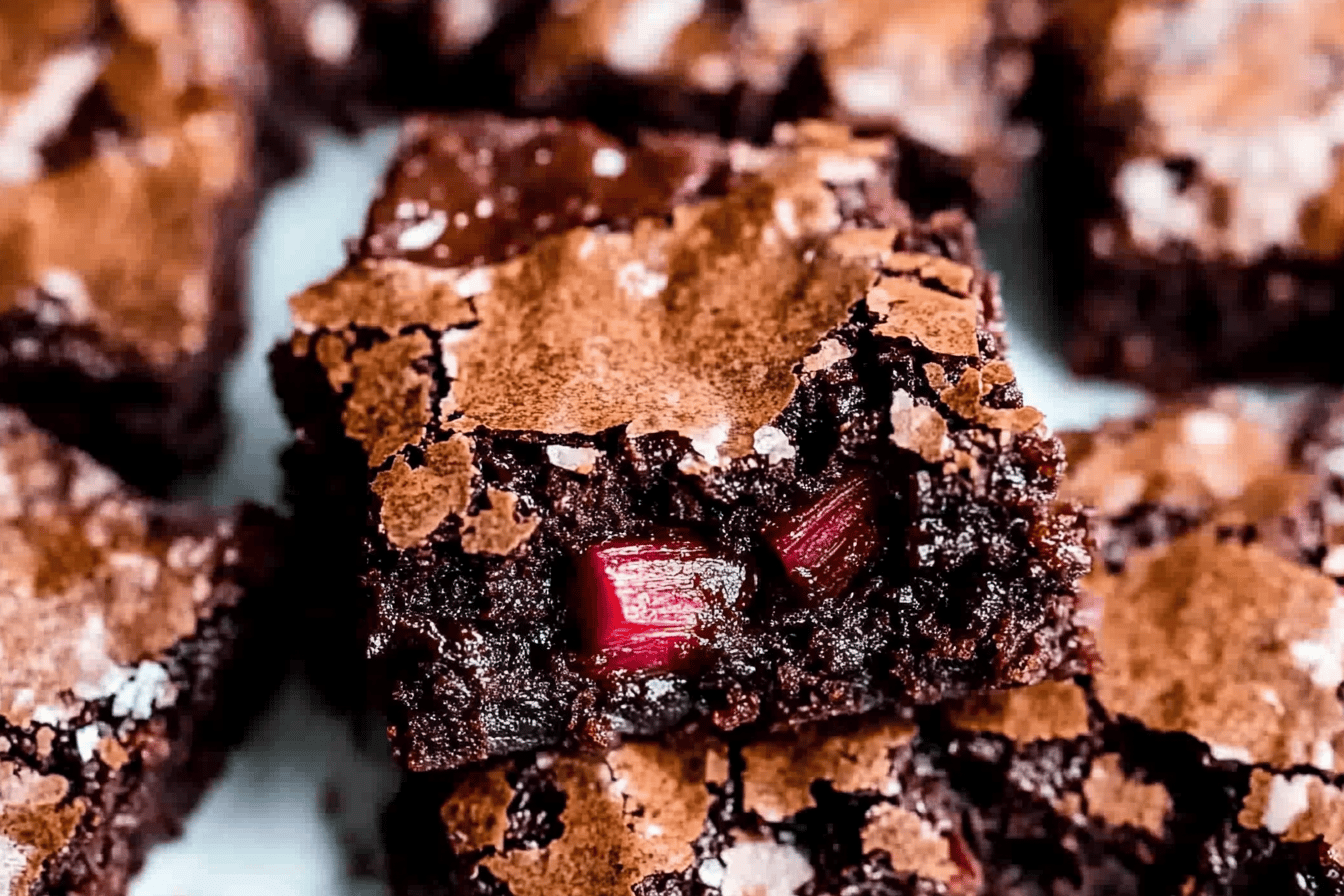 Dark Chocolate Rhubarb Brownies