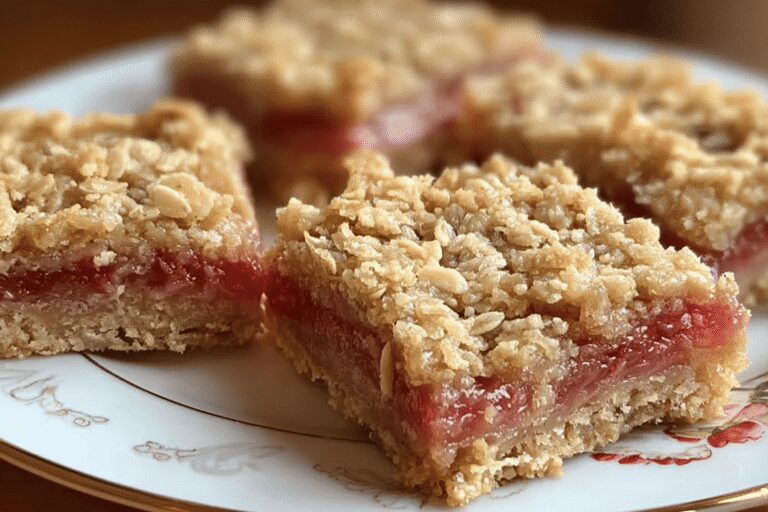 Delicious Oatmeal Rhubarb Bars