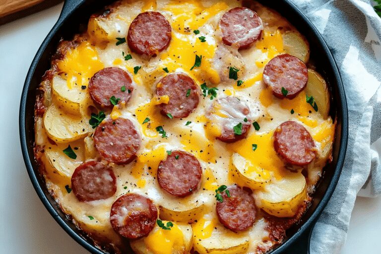 Kielbasa Sausage Cheesy Potato Casserole