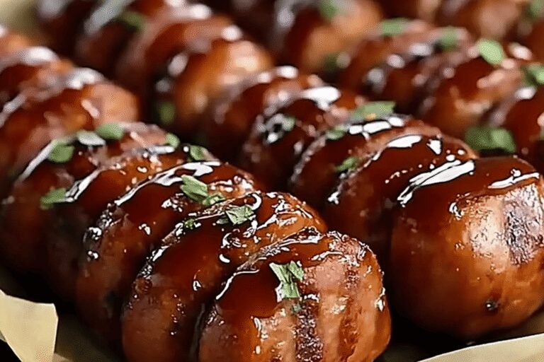 Maple BBQ Hasselback Kielbasa Bites