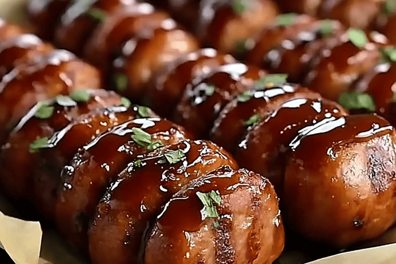 Maple BBQ Hasselback Kielbasa Bites