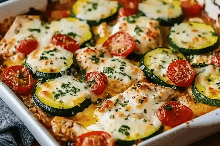 Mediterranean Chicken Zucchini Bake