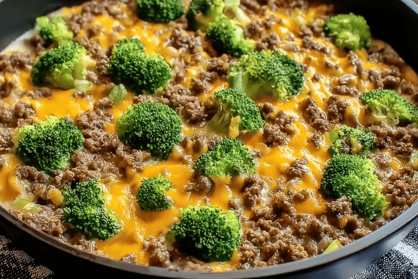 Cheesy Hamburger Broccoli Skillet