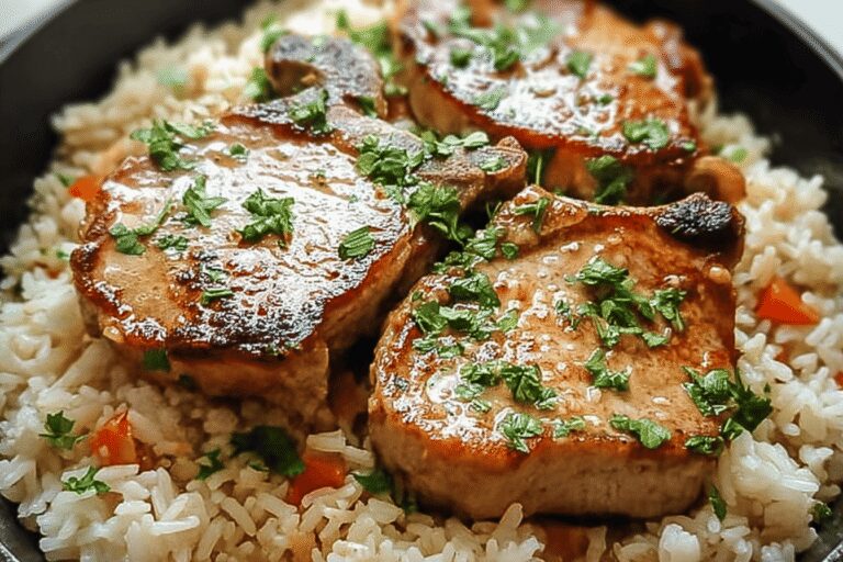 Baked Pork Chops and Rice