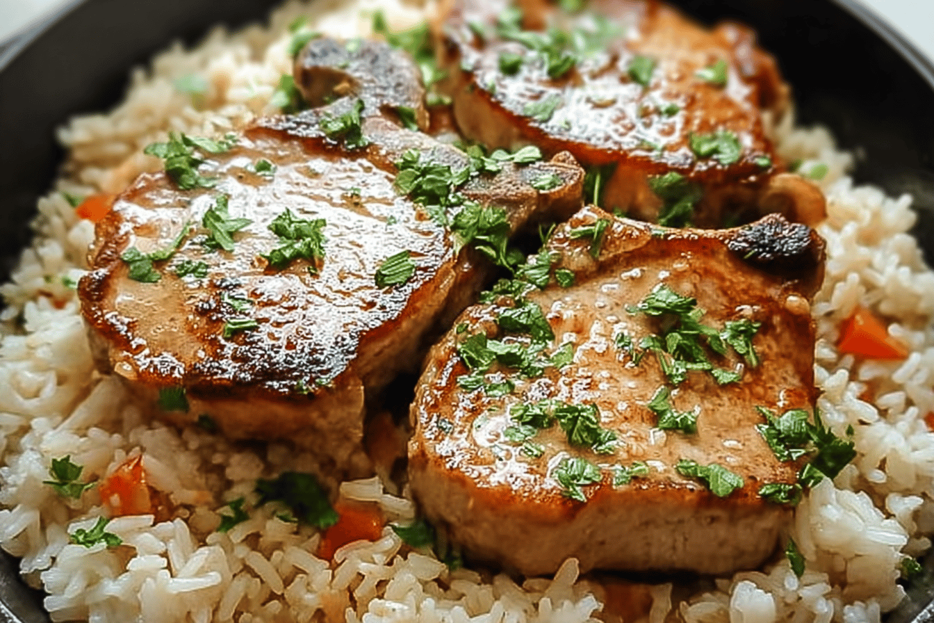 Baked Pork Chops and Rice