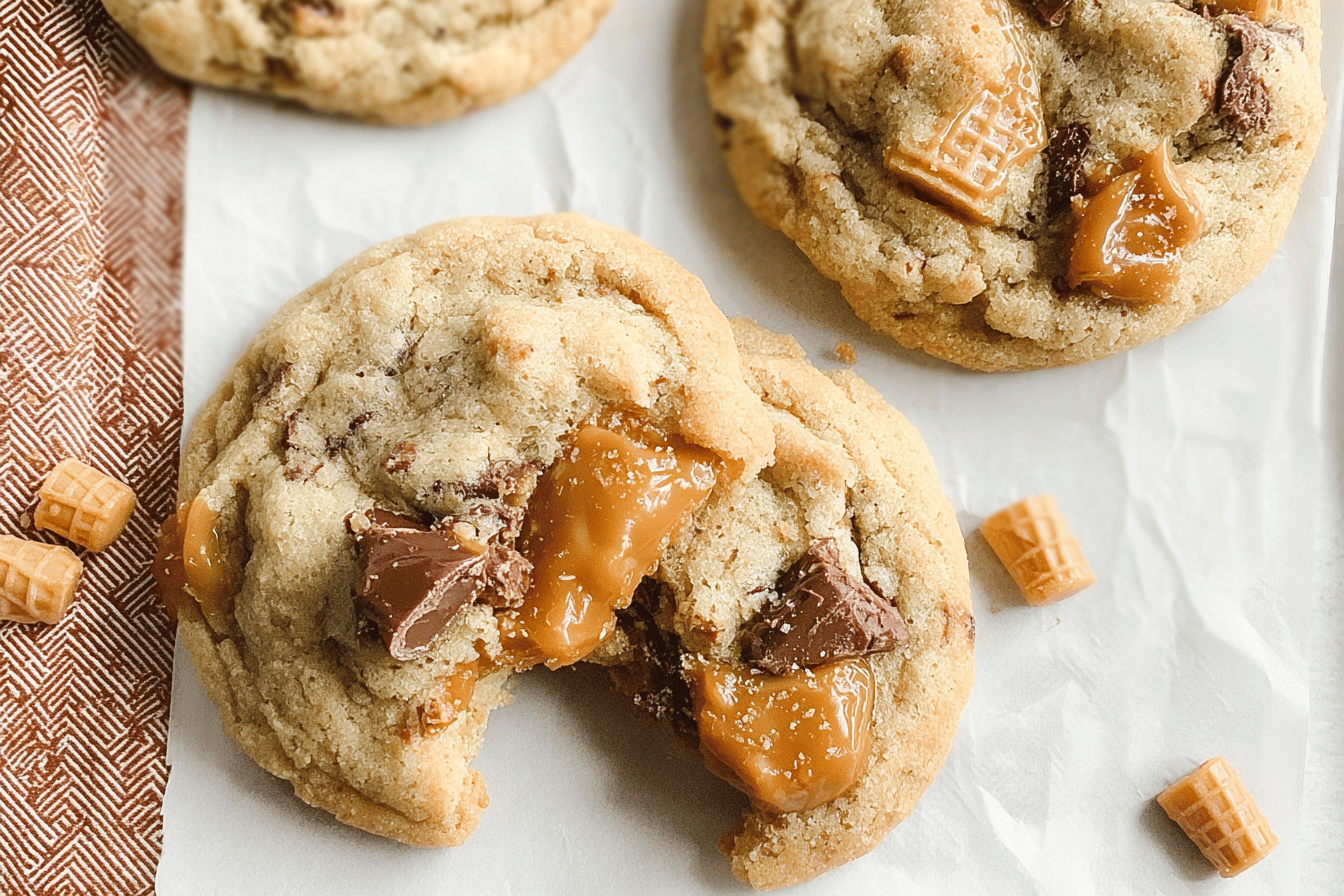 Caramel Cone Crunch Cookies