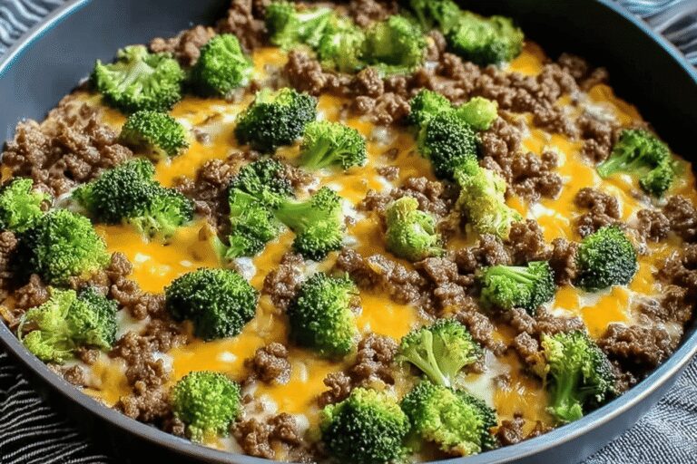 Cheesy Hamburger Broccoli Skillet