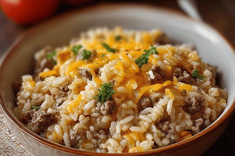 Cheesy Hamburger Rice Casserole