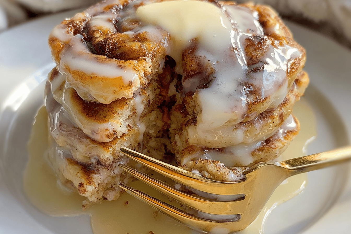 Fluffy Vegan Cinnamon Roll Pancakes