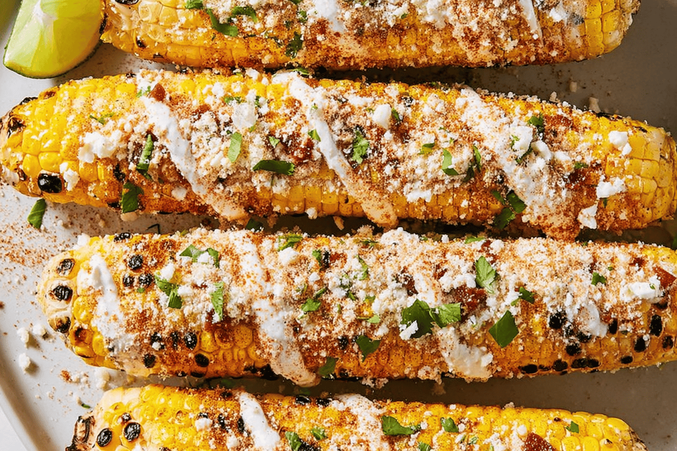 Grilled Corn with Taco Toppings