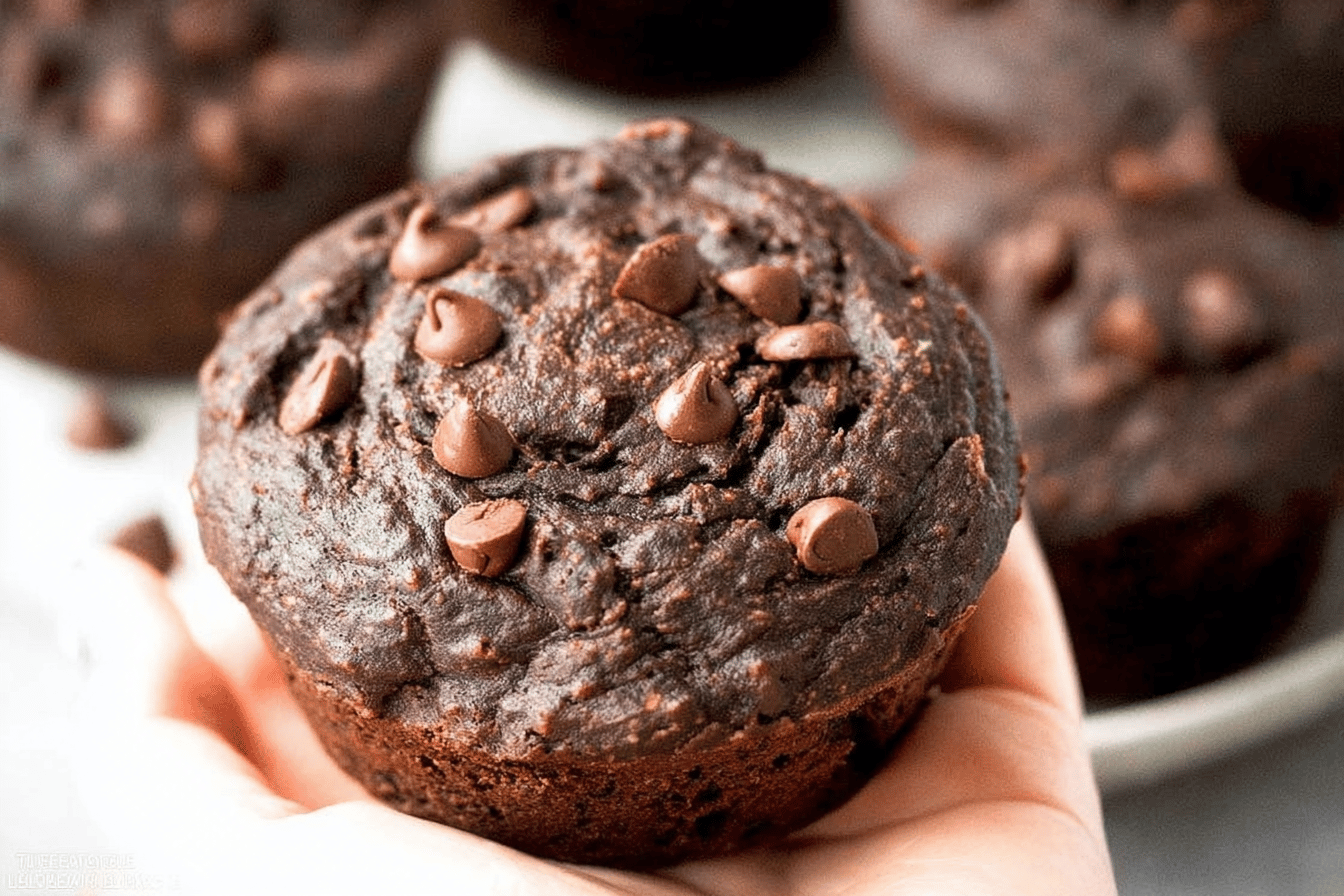 Healthy Double Chocolate Zucchini Muffins