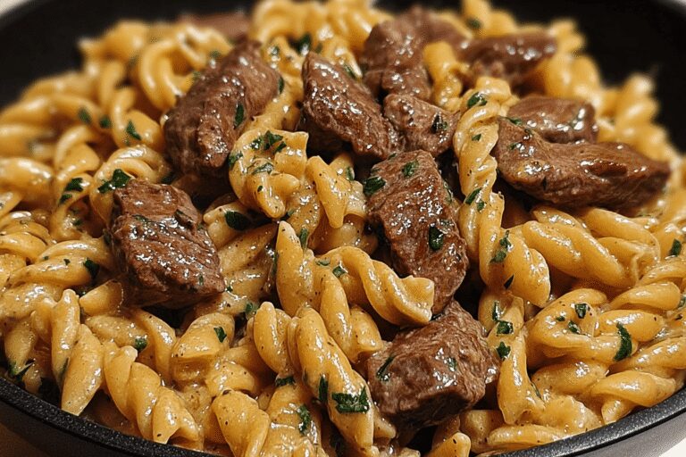 One Pot Creamy Steak Pasta