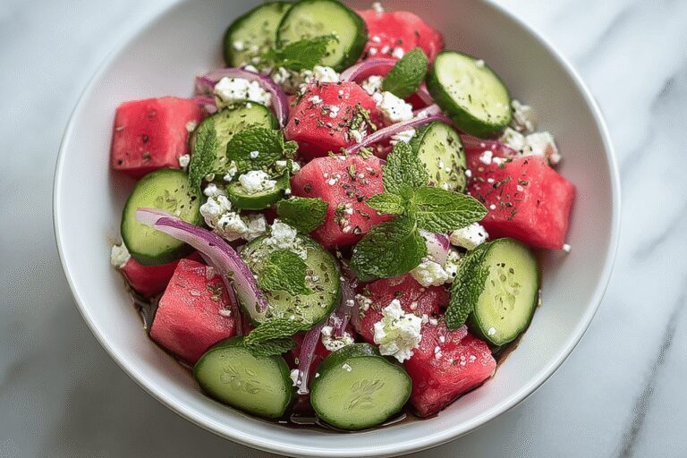 Watermelon Cucumber Feta Salad