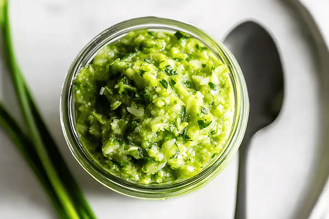 Zesty Lemon Garlic Scape Pesto