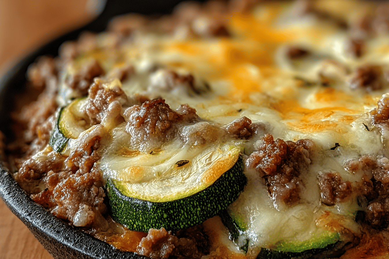 Cheesy Beef Zucchini Casserole