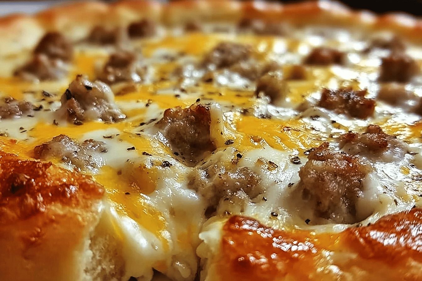 Biscuits and Sausage Gravy Pizza