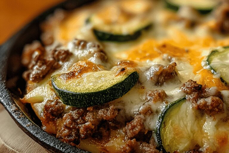 Cheesy Beef Zucchini Casserole