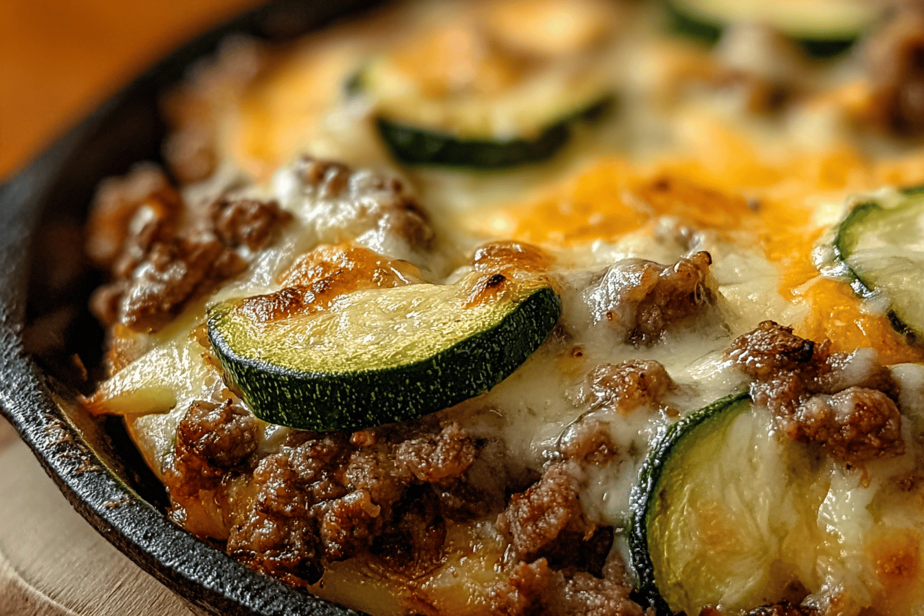Cheesy Beef Zucchini Casserole
