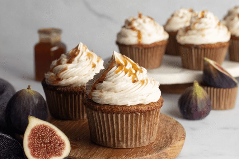 Fig Cupcakes with Honey Frosting