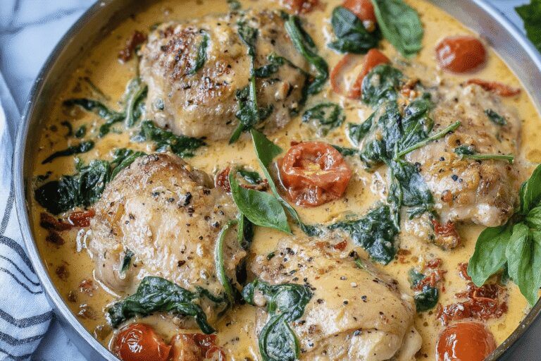 One Pan Tuscan Chicken Thighs