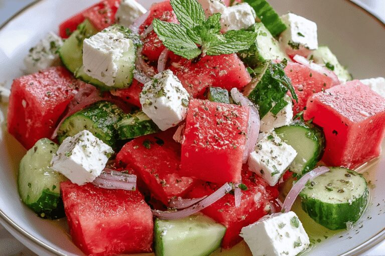 Watermelon Cucumber Feta Salad