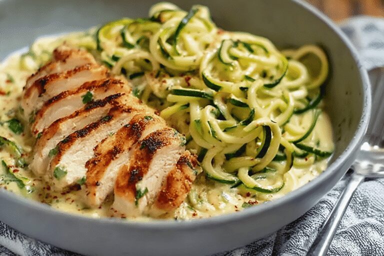 Zucchini Noodle Chicken Alfredo.