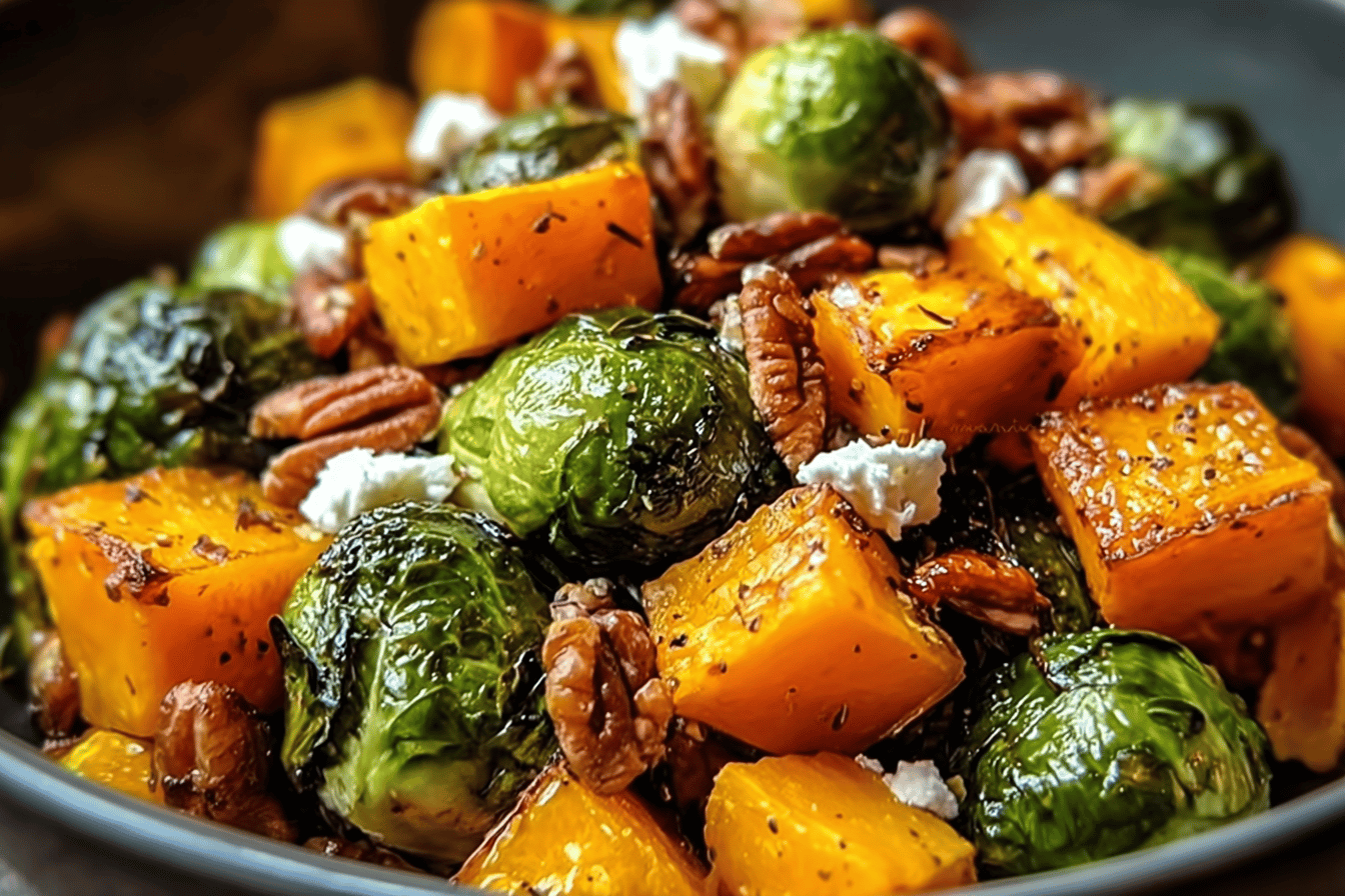Roasted Butternut Squash Brussels Sprouts