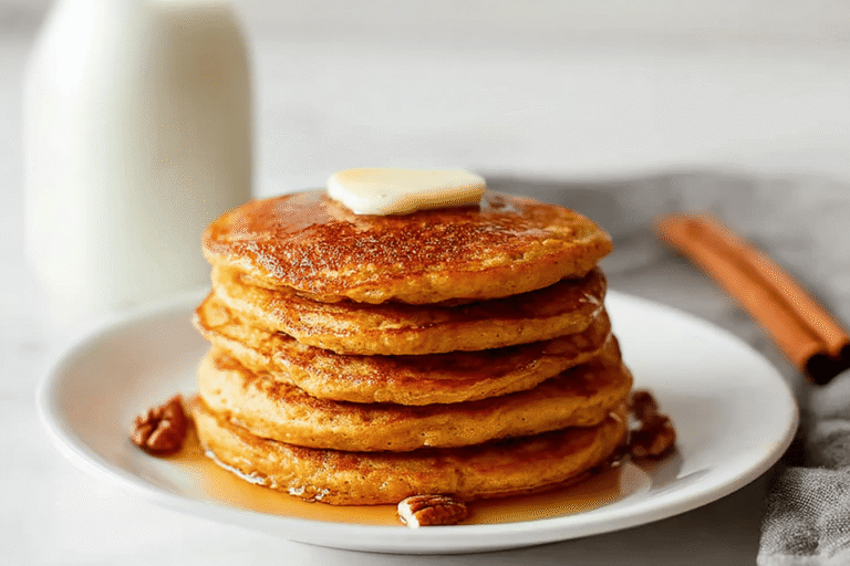 Blender Oatmeal Pumpkin Pancakes