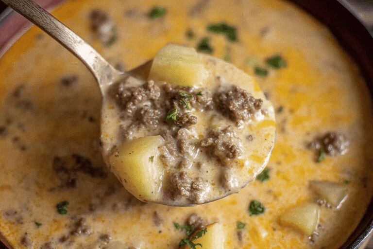 Cheesy Beef Potato Soup