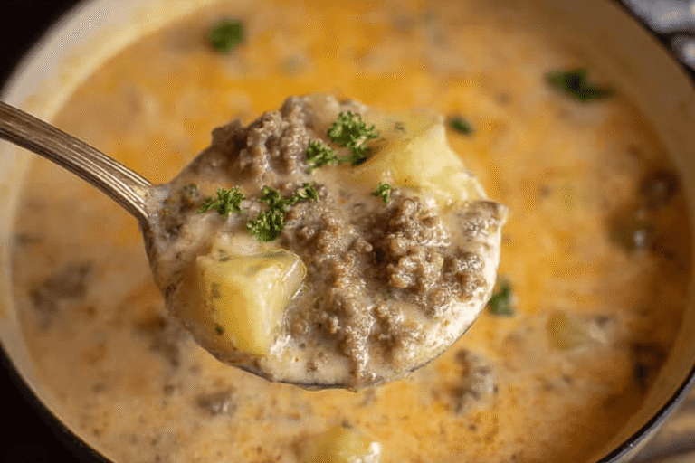 Cheesy Beef Potato Soup