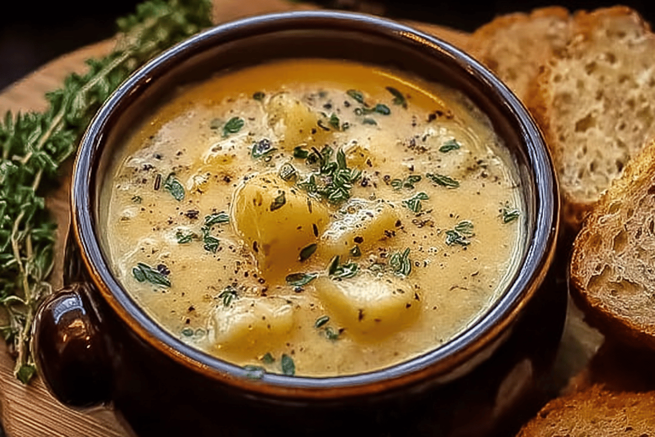 Hearty Cheddar Garlic Potato Soup