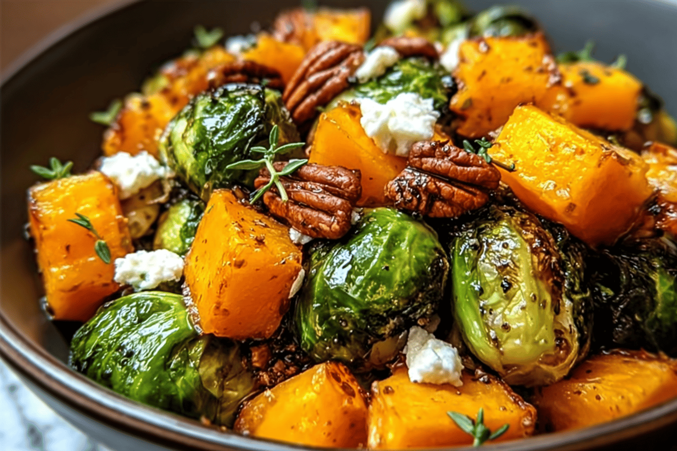 Roasted Butternut Squash Brussels Sprouts